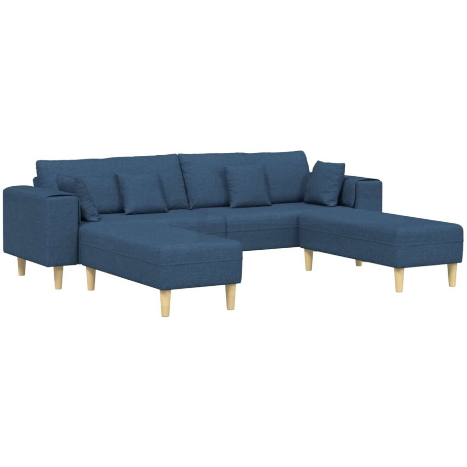 vidaXL - Bank - met - kussen - 3 - pcs - Blauw - Stof vidaXL - Bank - met - kussen - 3 - pcs - Blauw - Stof afbeelding 1
