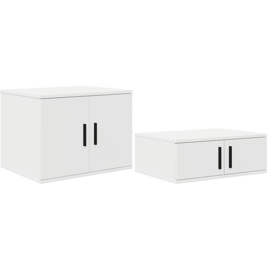 vidaXL - Opbergkast - 2 - pcs - Wit - 118 - x - 41 - x - 40 - cm - Bewerkt - hout afbeelding 1