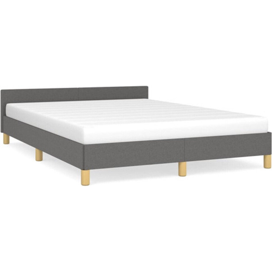 vidaXL - Bedframe - zonder - matras - stof - donkergrijs - 140x200 - cm afbeelding 1