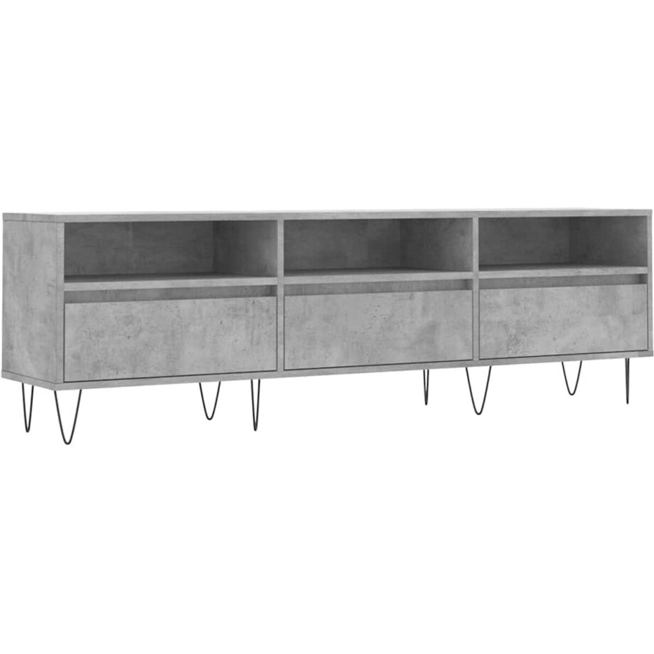 vidaXL - Tv-meubel - 150x30x44,5 - cm - bewerkt - hout - betongrijs afbeelding 1