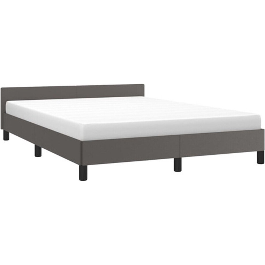 vidaXL - Bedframe - met - hoofdeinde - zonder - matras - 140x200 - cm - grijs vidaXL - Bedframe - met - hoofdeinde - zonder - matras - 140x200 - cm - grijs afbeelding 1