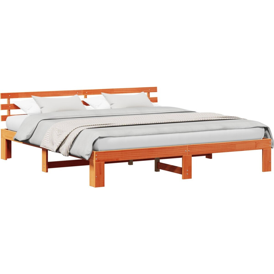 vidaXL - Bedframe - Wasbruin - 180 - x - 200 - cm - Massief - grenenhout vidaXL - Bedframe - Wasbruin - 180 - x - 200 - cm - Massief - grenenhout afbeelding 1