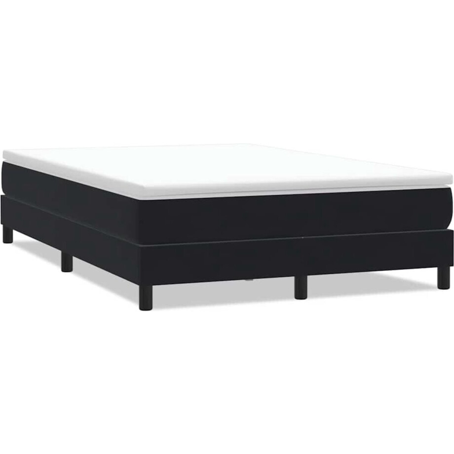 vidaXL - Bed - boxspring - zonder - matras - 160x220 - cm - fluweel - zwart afbeelding 1
