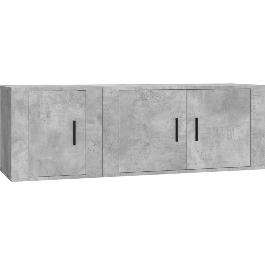 vidaXL - 2-delige - Tv-meubelset - bewerkt - hout - betongrijs afbeelding 1