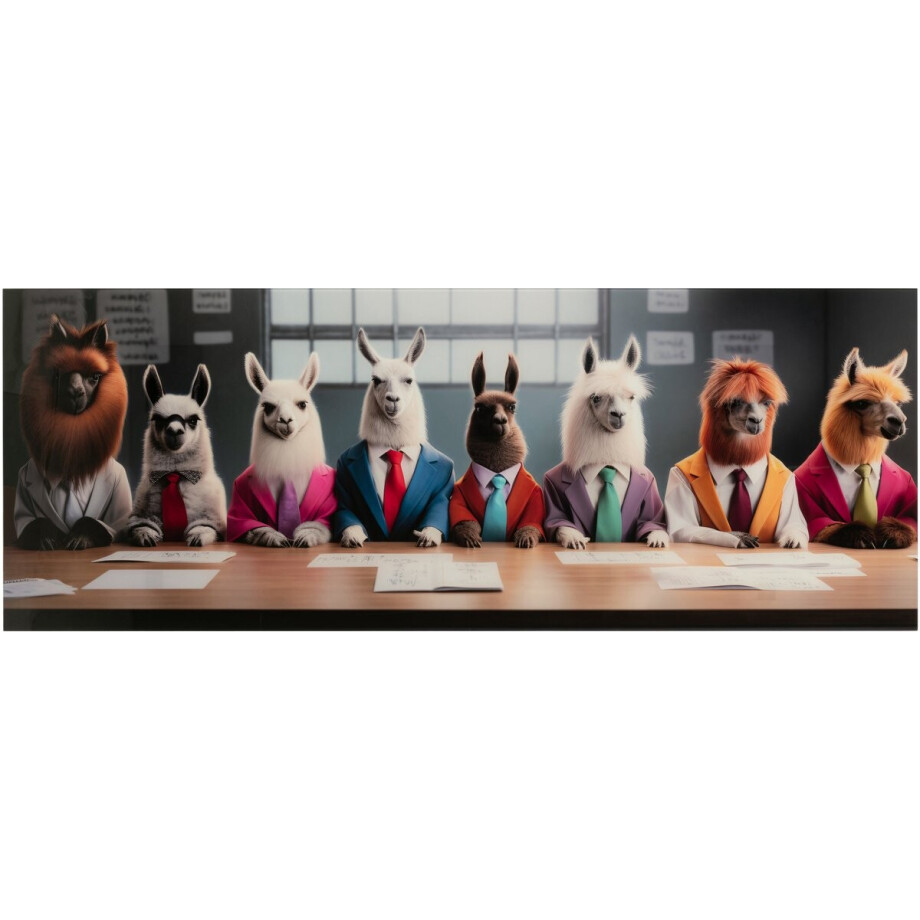 J-Line wanddecoratie Office Lamas - glas - rood afbeelding 1