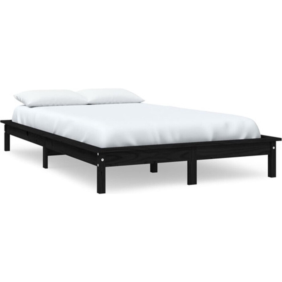 vidaXL - Bedframe - massief - grenenhout - zwart - 180x200 - cm vidaXL - Bedframe - massief - grenenhout - zwart - 180x200 - cm afbeelding 1