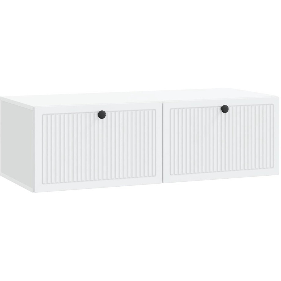 vidaXL - Wandmontage - TV-kast - Wit - 98 - x - 41 - x - 30 - cm - Bewerkt - hout afbeelding 1