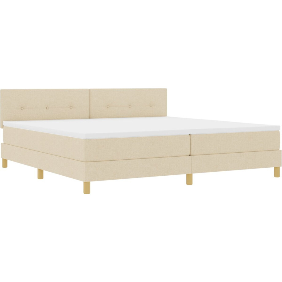 vidaXL - Boxspring - bed - met - kussen - met - hoofdeinde - Crème - 200 - x - 200 - cm - Stof vidaXL - Boxspring - bed - met - kussen - met - hoofdeinde - Crème - 200 - x - 200 - cm - Stof afbeelding 1