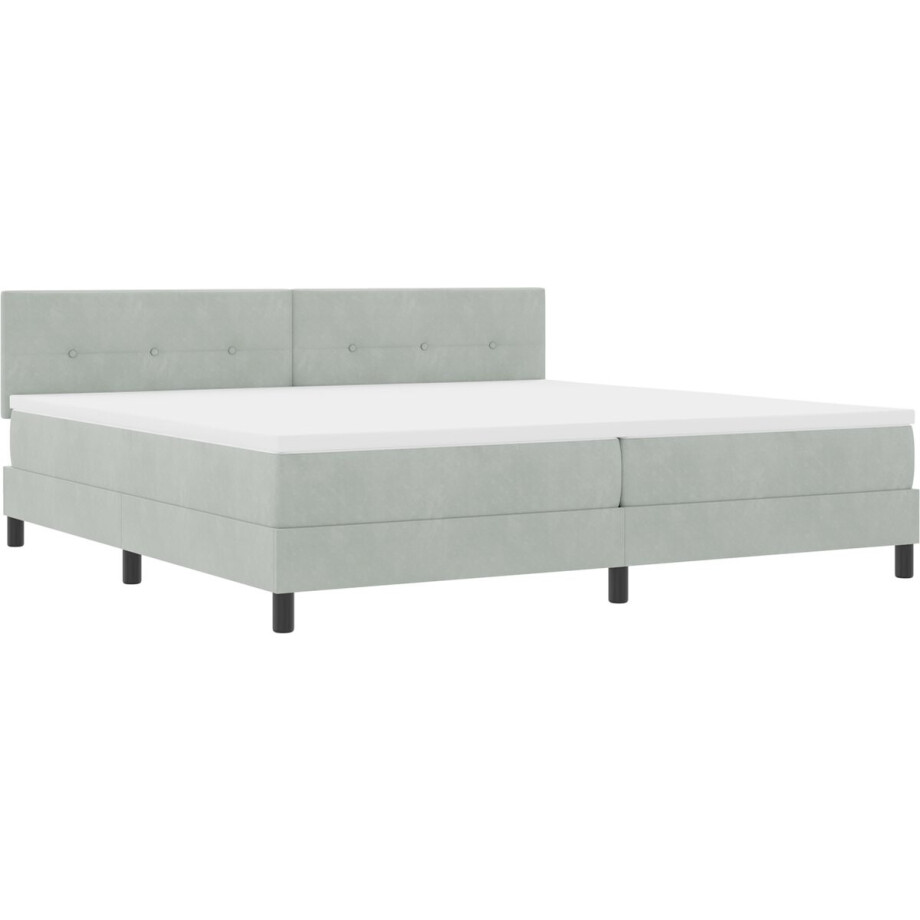 vidaXL - LED - Box - Spring - Bed - met - matras - Lichtgrijs - 200 - x - 200 - cm - Fluweel vidaXL - LED - Box - Spring - Bed - met - matras - Lichtgrijs - 200 - x - 200 - cm - Fluweel afbeelding 1