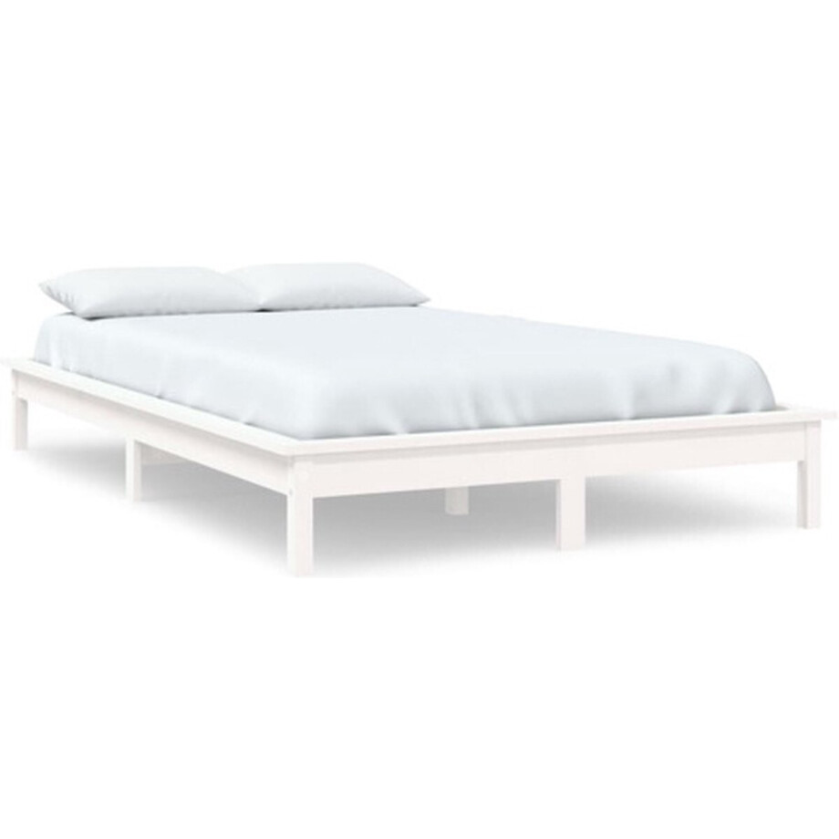 vidaXL - Bedframe - massief - grenenhout - wit - 120x200 - cm vidaXL - Bedframe - massief - grenenhout - wit - 120x200 - cm afbeelding 1