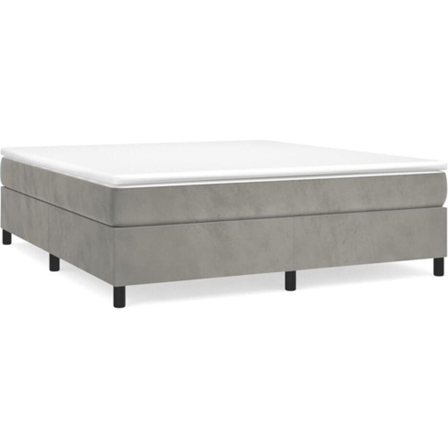vidaXL - Boxspring - bed - 180x200 - cm - fluweel - lichtgrijs afbeelding 1