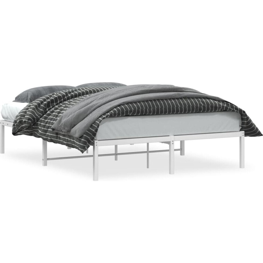 vidaXL - Bedframe - metaal - wit - 140x200 - cm afbeelding 1