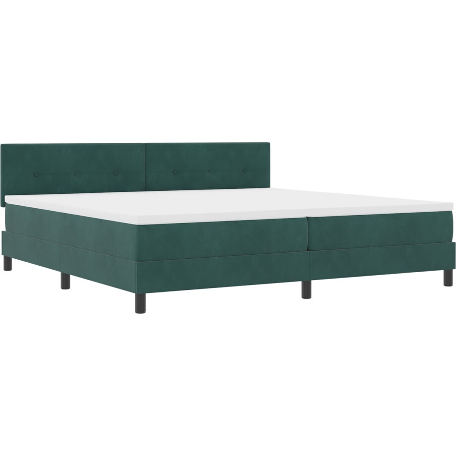 vidaXL - LED - Box - Spring - Bed - Donkergroen - 200 - x - 200 - cm - Fluweel vidaXL - LED - Box - Spring - Bed - Donkergroen - 200 - x - 200 - cm - Fluweel afbeelding 1