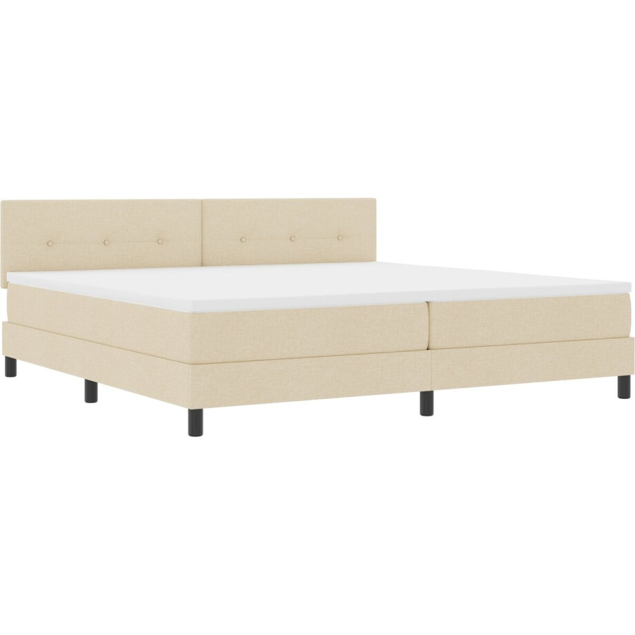vidaXL - Boxspring - bed - met - hoofdeinde - Crème - 200 - x - 200 - cm - Stof afbeelding 1