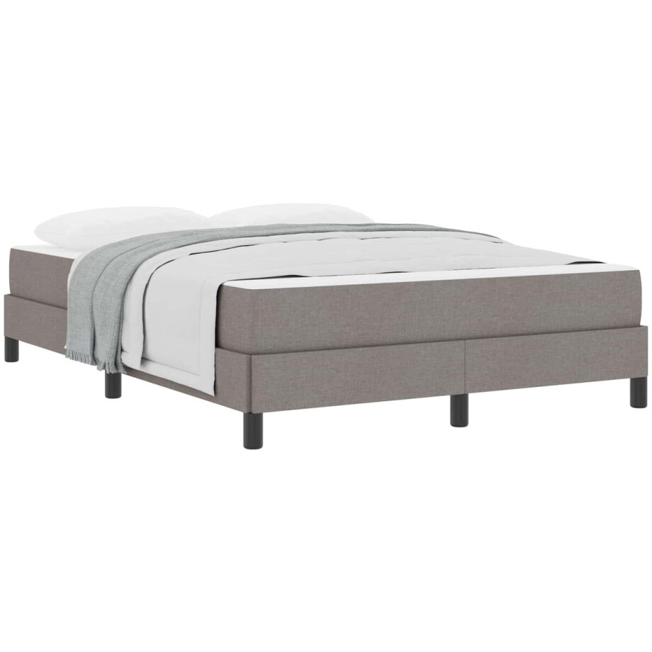 vidaXL - Boxspring - bed - met - matras - Taupe - 140 - x - 200 - cm - Stof vidaXL - Boxspring - bed - met - matras - Taupe - 140 - x - 200 - cm - Stof afbeelding 1