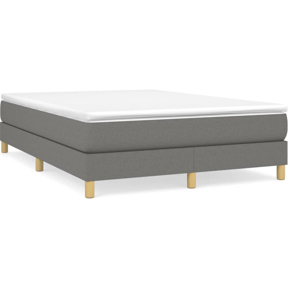 vidaXL - Boxspring - met - matras - stof - donkergrijs - 140x190 - cm afbeelding 1