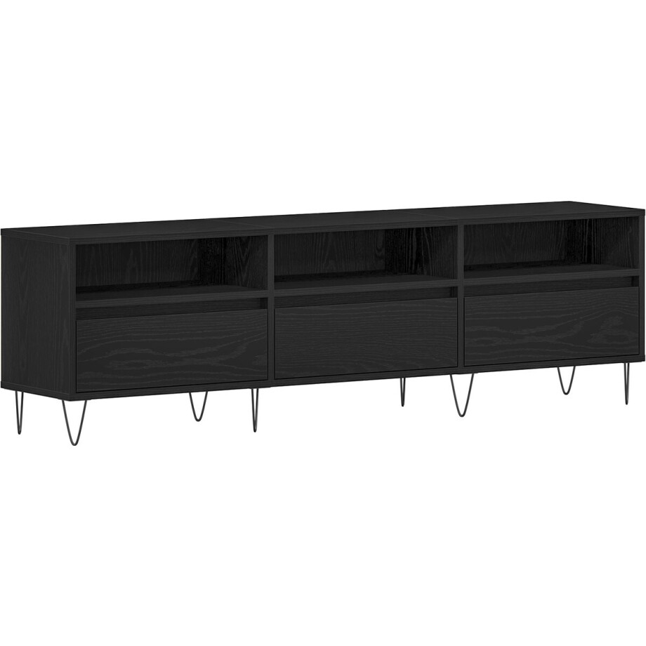 vidaXL - TV - Kast - met - lade - Zwart - Eiken - 150 - x - 30 - x - 44,5 - cm - Bewerkt - hout afbeelding 1