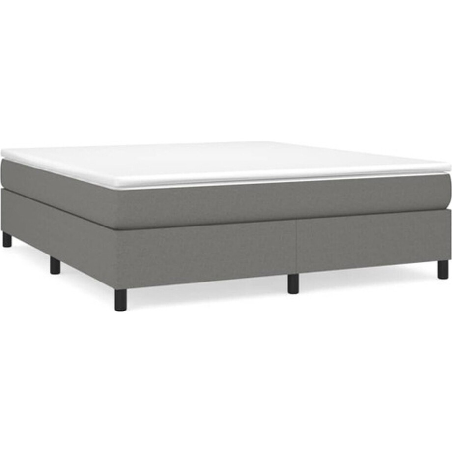 vidaXL - Boxspring - bed - stof - donkergrijs - 180x200 - cm vidaXL - Boxspring - bed - stof - donkergrijs - 180x200 - cm afbeelding 1