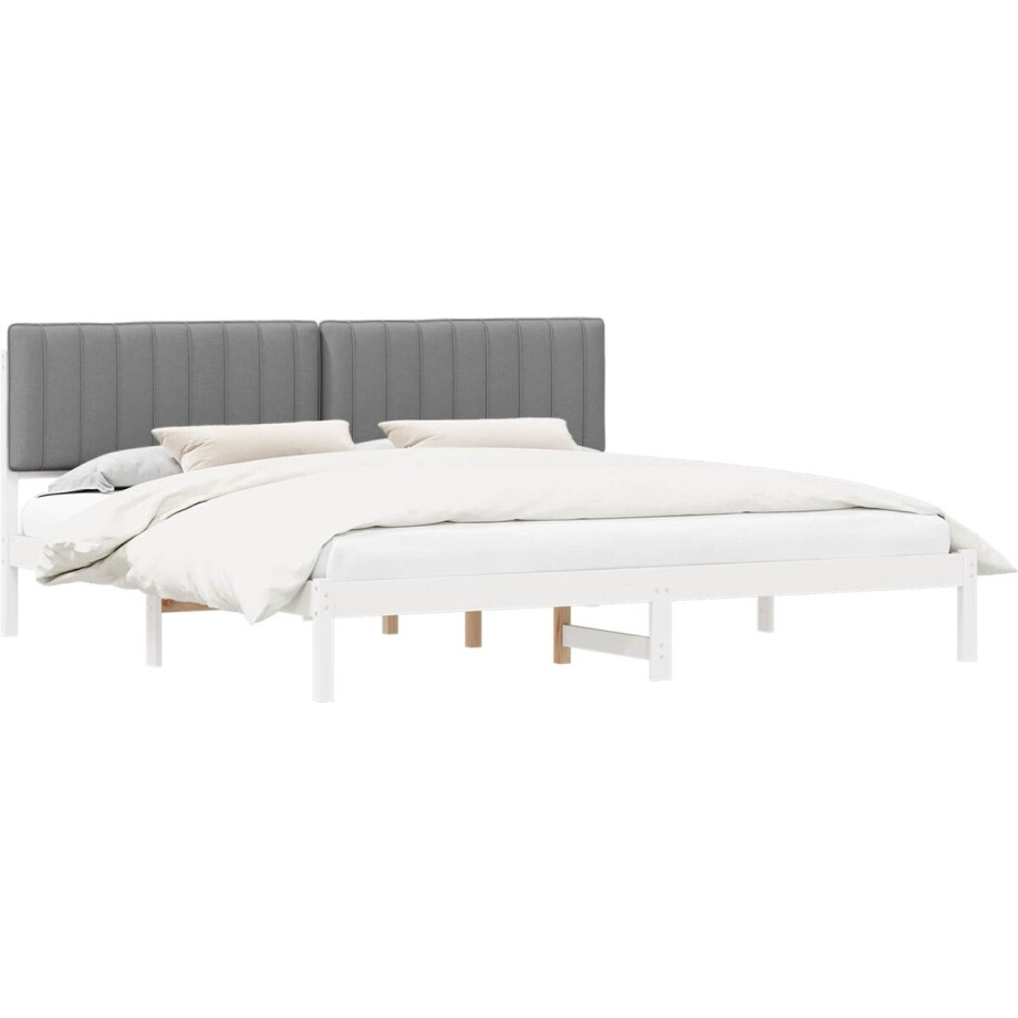 vidaXL - Bedframe - met - Gevoerde - Hoofdbord - Lichtgrijs - 200 - x - 200 - cm afbeelding 1