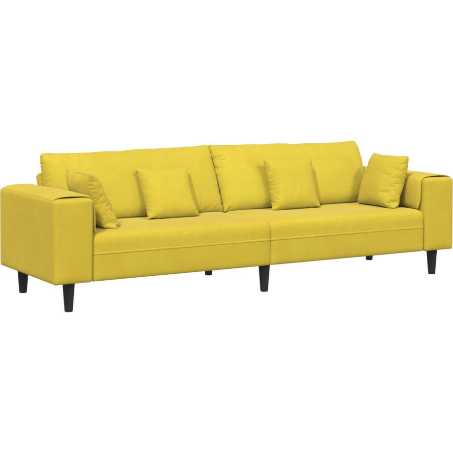 vidaXL - Velvet - Sofa - met - kussen - Geel - 210 - cm - Fluweel afbeelding 1