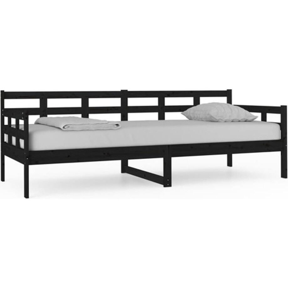 vidaXL - Slaapbank - massief - grenenhout - zwart - 80x200 - cm vidaXL - Slaapbank - massief - grenenhout - zwart - 80x200 - cm afbeelding 1