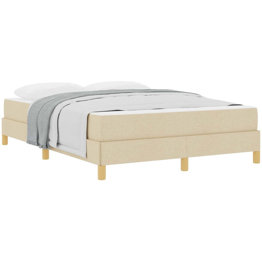 vidaXL - Boxspring - bed - met - matras - Crème - 140 - x - 190 - cm - Stof vidaXL - Boxspring - bed - met - matras - Crème - 140 - x - 190 - cm - Stof afbeelding 1