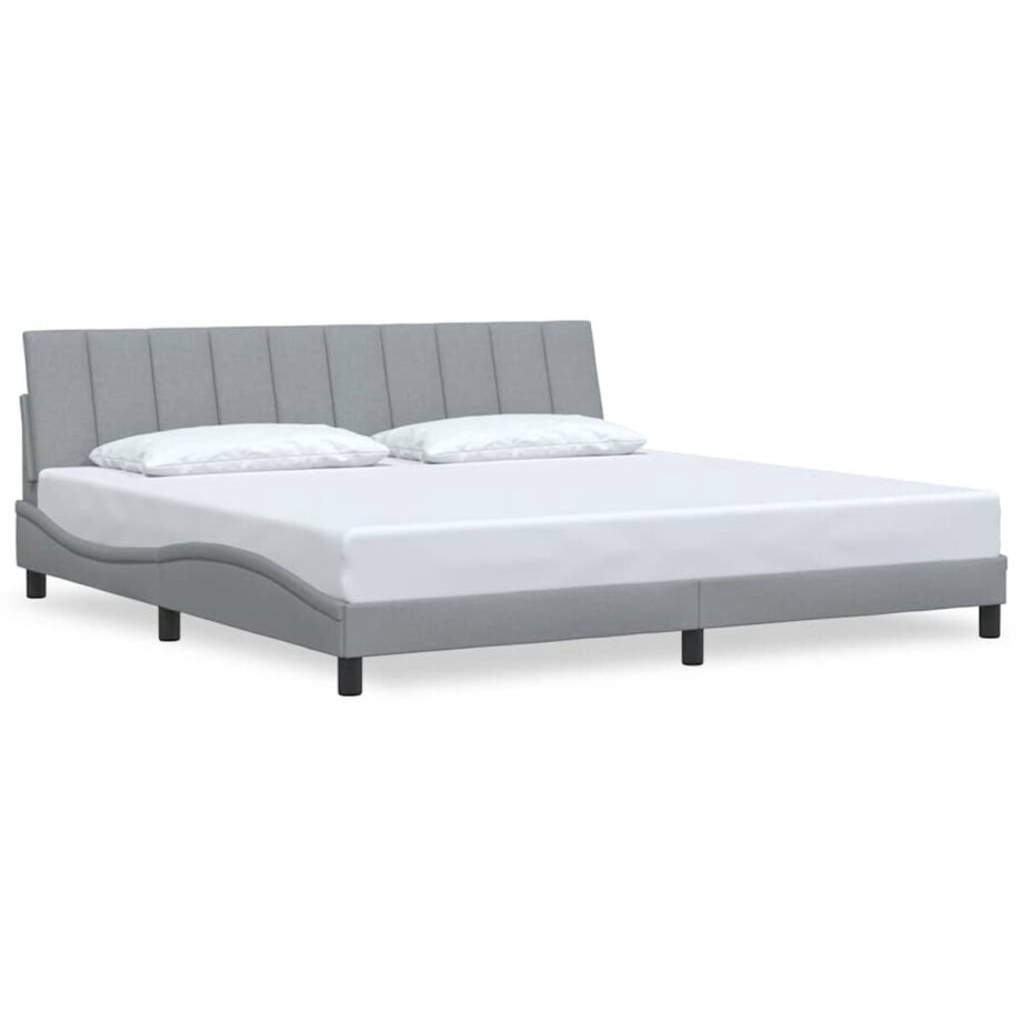 vidaXL - Bedframe - zonder - matras - "Hanko" - stof - lichtgrijs - 200x200 - cm afbeelding 1