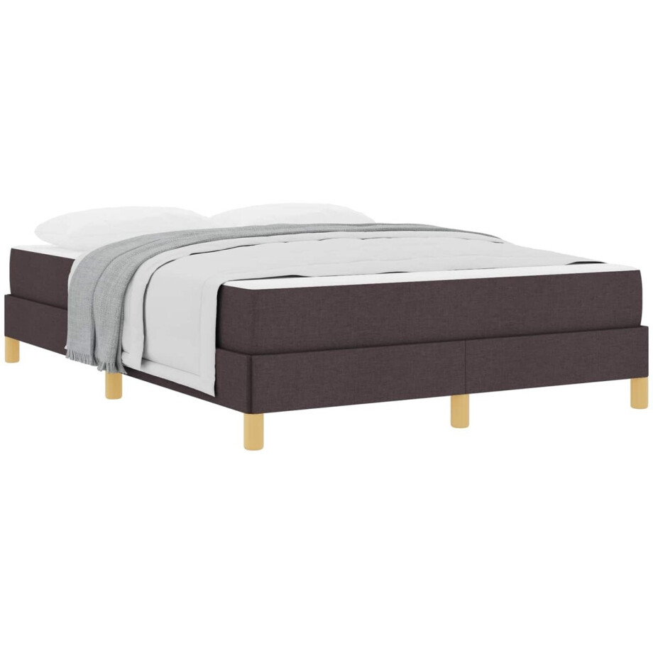 vidaXL - Boxspring - bed - met - matras - Donkerbruin - 140 - x - 190 - cm - Stof afbeelding 1