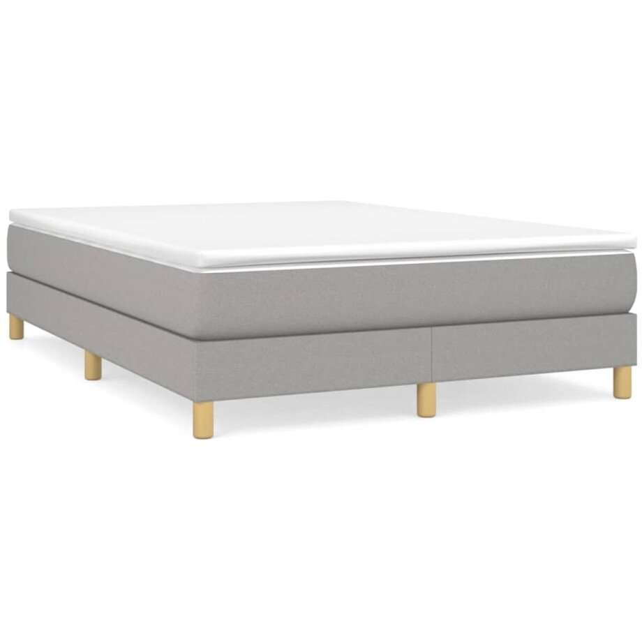 vidaXL - Boxspring - met - matras - stof - lichtgrijs - 140x190 - cm afbeelding 1