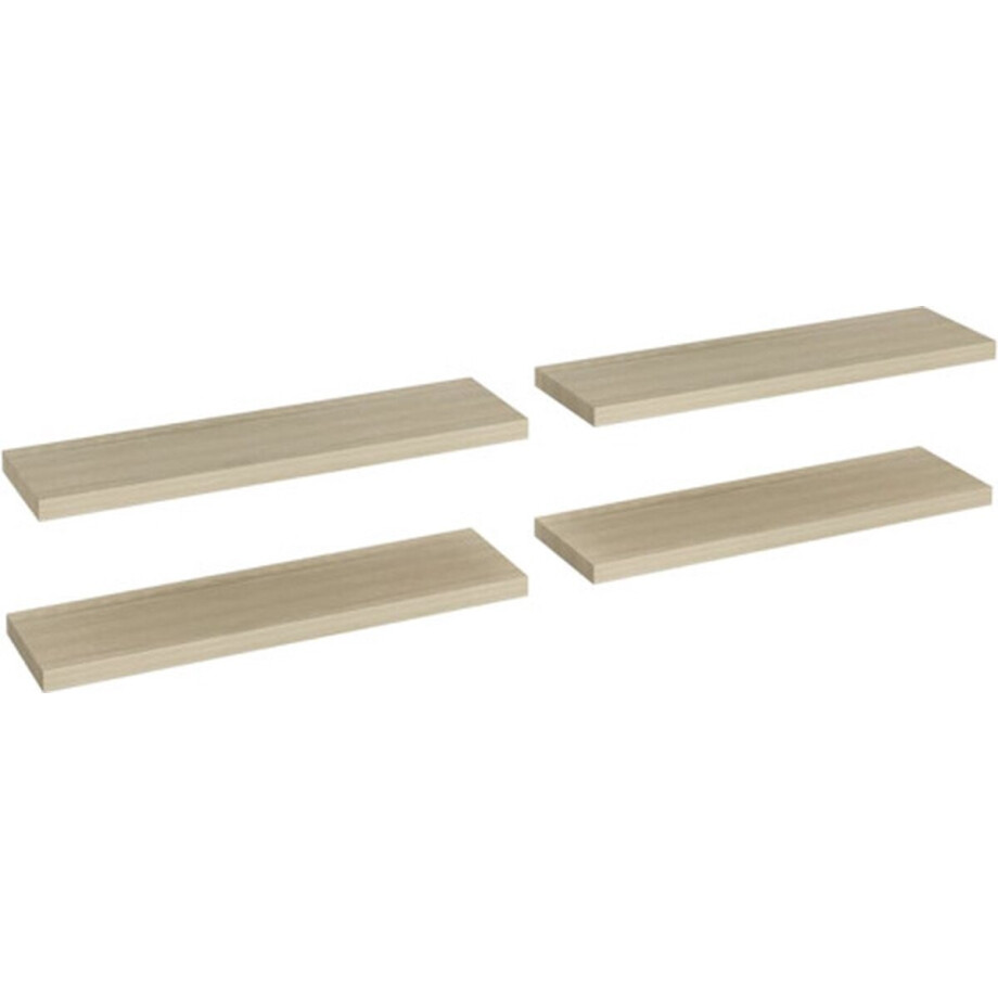 vidaXL - Wandschappen - zwevend - 4 - st - 90x23,5x3,8 - cm - MDF - eikenkleurig afbeelding 1