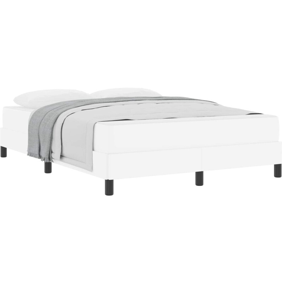 vidaXL - Bedframe - met - matras - Zuiver - Wit - 140 - x - 200 - cm - Stof afbeelding 1