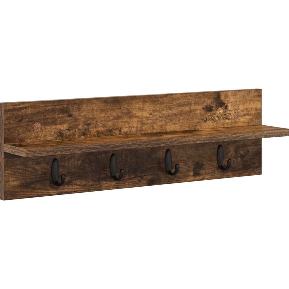 vidaXL - Wandgemonteerde - kapstok - met - opslag - Rook - Eiken - 60 - x - 10,5 - x - 18 - cm afbeelding 1
