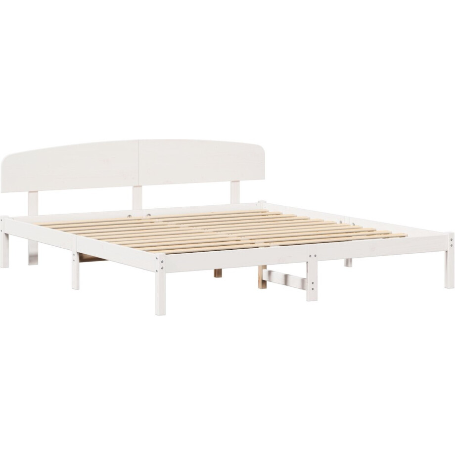 vidaXL - Bedframe - met - hoofdeinde - Wit - 180 - x - 200 - cm - Massief - grenenhout afbeelding 1