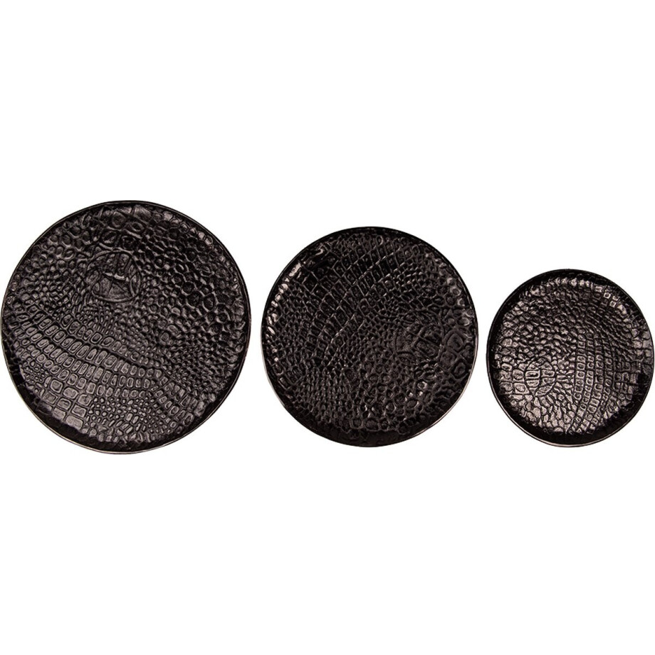 Clayre & Eef Decoratie Dienblad Set van 3 Ø 40 cm Zwart Aluminium afbeelding 1