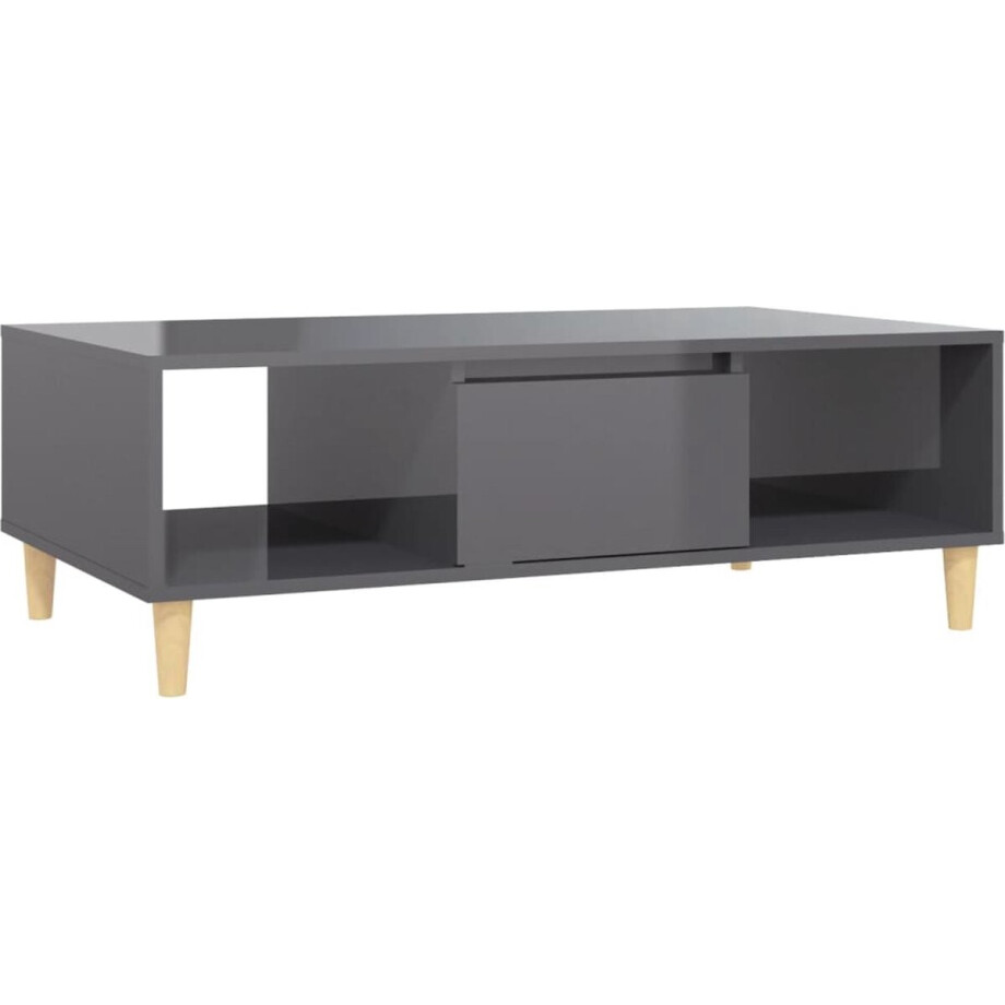 vidaXL Salontafel Hoogglans Grijs 103,5x60x35 cm Salontafel - Scandinavisch Meubilair - Hogglans Grijs - Tv Tafellaar - Koffietafel afbeelding 1