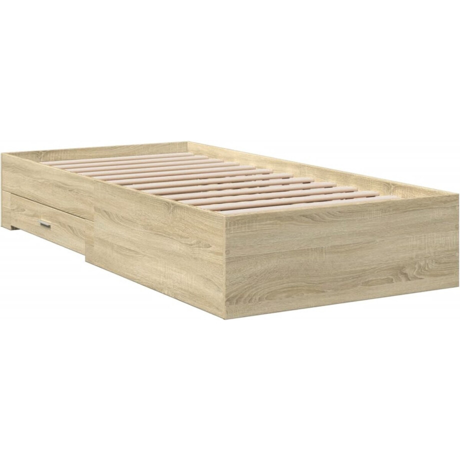 vidaXL - Bedframe - met - lades - bewerkt - hout - sonoma - eikenkleurig - 90x200 - cm vidaXL - Bedframe - met - lades - bewerkt - hout - sonoma - eikenkleurig - 90x200 - cm afbeelding 1