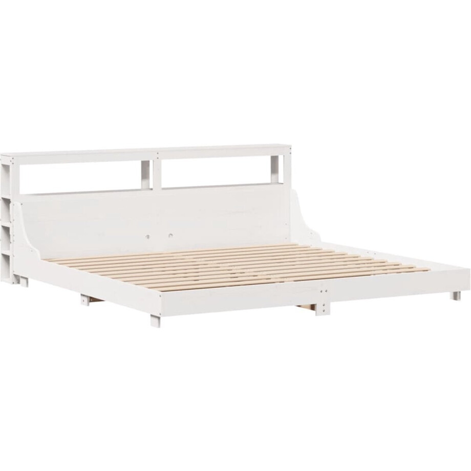 vidaXL - Bedframe - zonder - matras - massief - grenenhout - wit - 180x200 - cm afbeelding 1