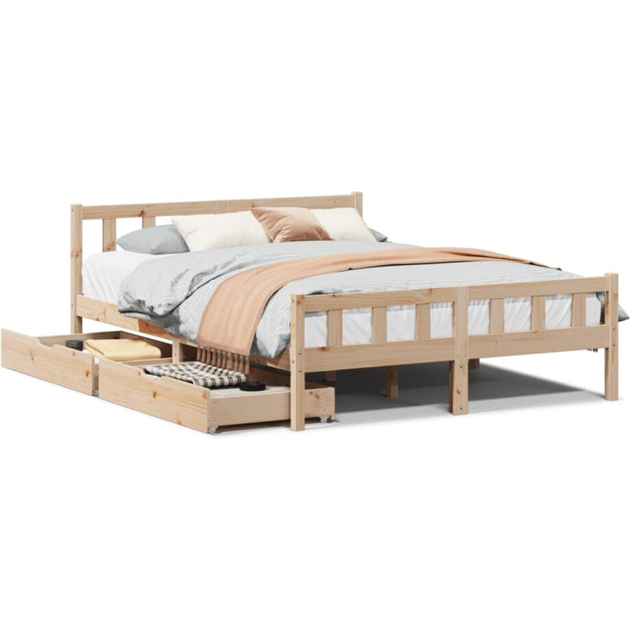 vidaXL - Bedframe - zonder - matras - massief - grenenhout - 120x190 - cm afbeelding 1
