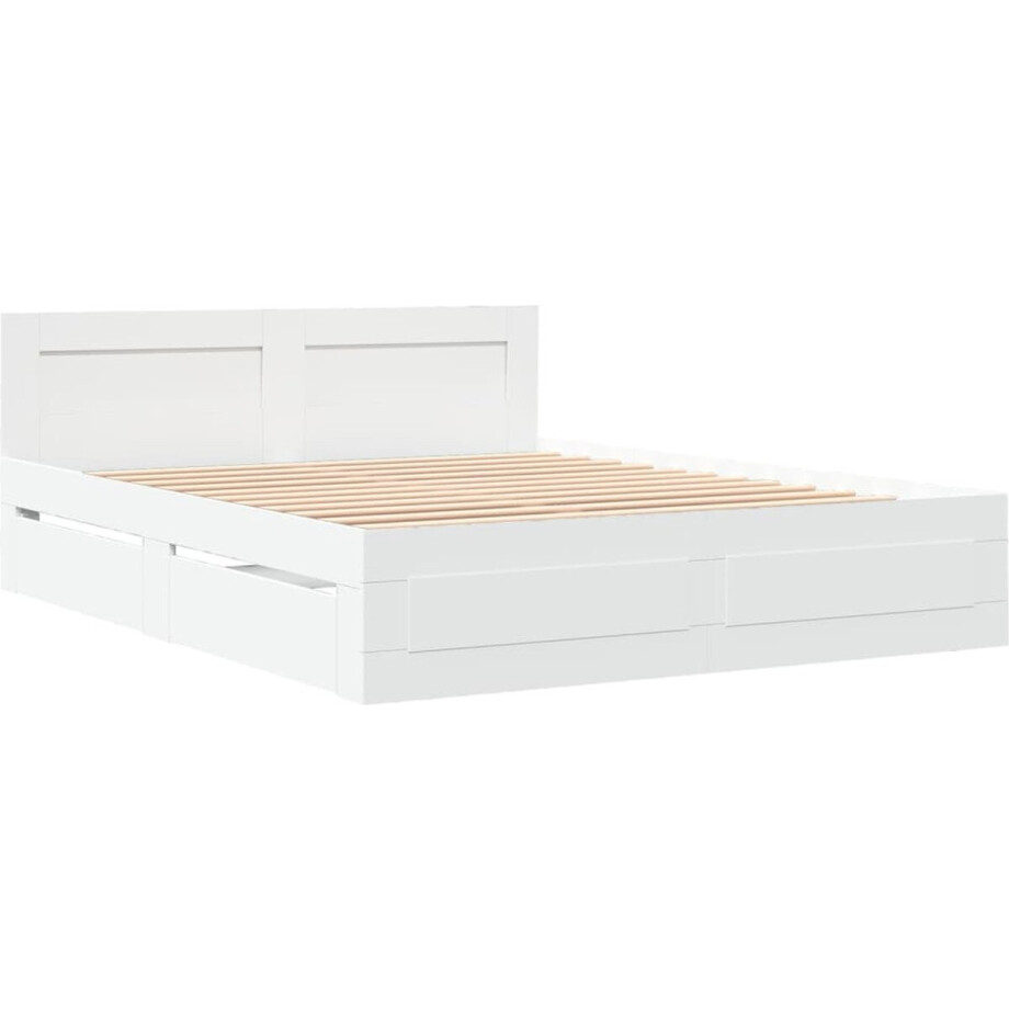 vidaXL - Bedframe - met - hoofdeinde - zonder - matras - 160x200 - cm - wit afbeelding 1