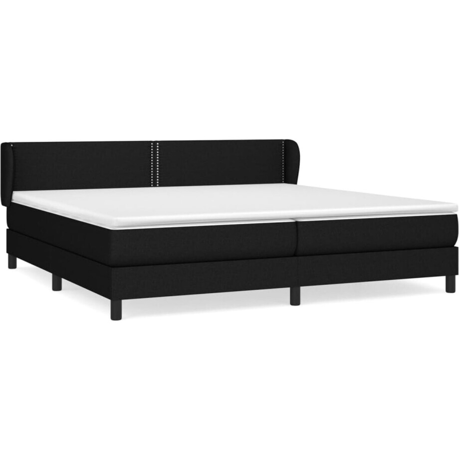 vidaXL - Boxspring - met - matras - stof - zwart - 200x200 - cm afbeelding 1