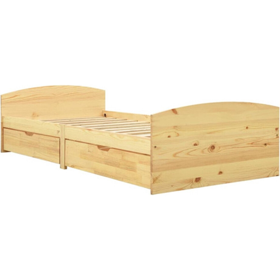 vidaXL - Bedframe - met - 2 - lades - massief - grenenhout - 90x200 - cm afbeelding 1