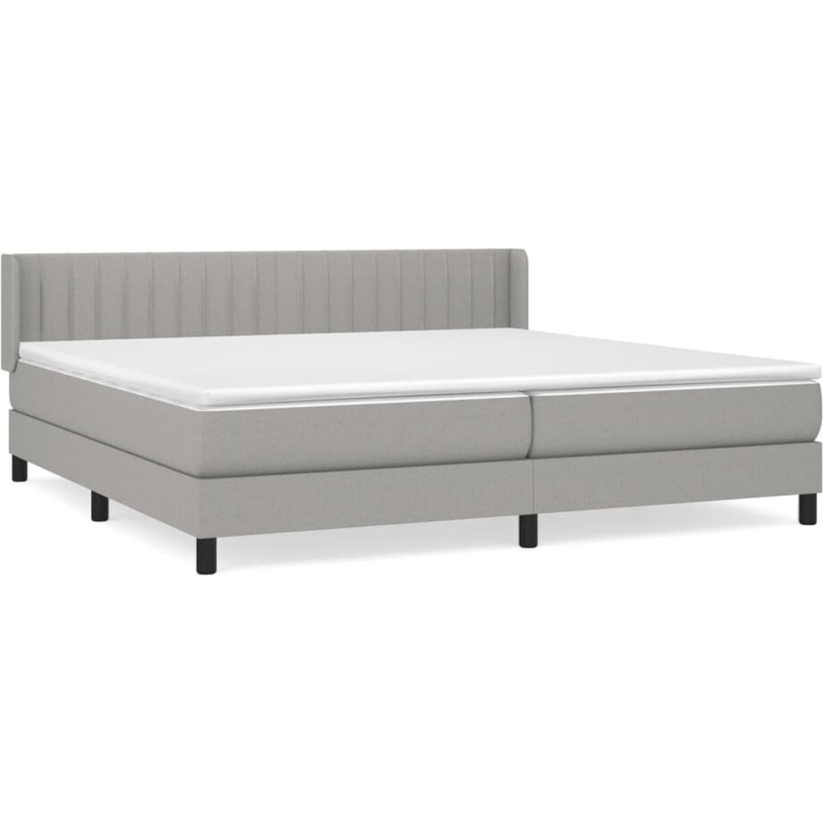 vidaXL - Boxspring - met - matras - stof - lichtgrijs - 200x200 - cm afbeelding 1