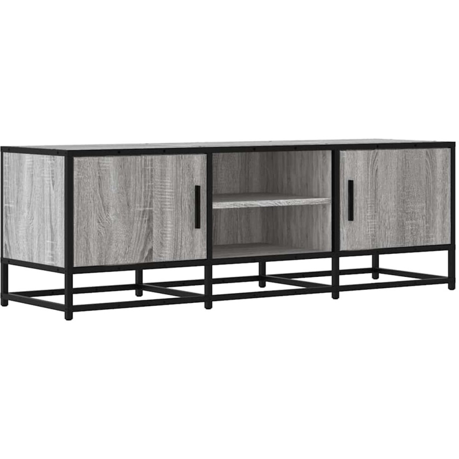 vidaXL - Tv-meubel - 120x35x41 - cm - bewerkt - hout - metaal - grijs - sonoma - eiken vidaXL - Tv-meubel - 120x35x41 - cm - bewerkt - hout - metaal - grijs - sonoma - eiken afbeelding 1
