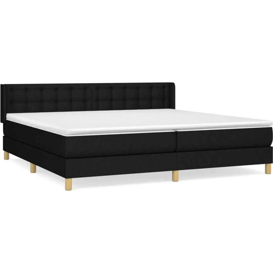vidaXL - Boxspring - met - matras - stof - zwart - 180x200 - cm vidaXL - Boxspring - met - matras - stof - zwart - 180x200 - cm afbeelding 1