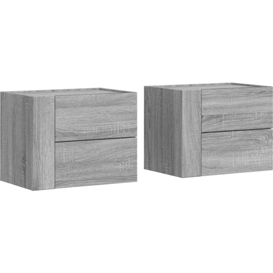 vidaXL - Nachtkastjes - 2 - st - wandgemonteerd - 45x30x35 - cm - grijs - sonoma - eiken vidaXL - Nachtkastjes - 2 - st - wandgemonteerd - 45x30x35 - cm - grijs - sonoma - eiken afbeelding 1