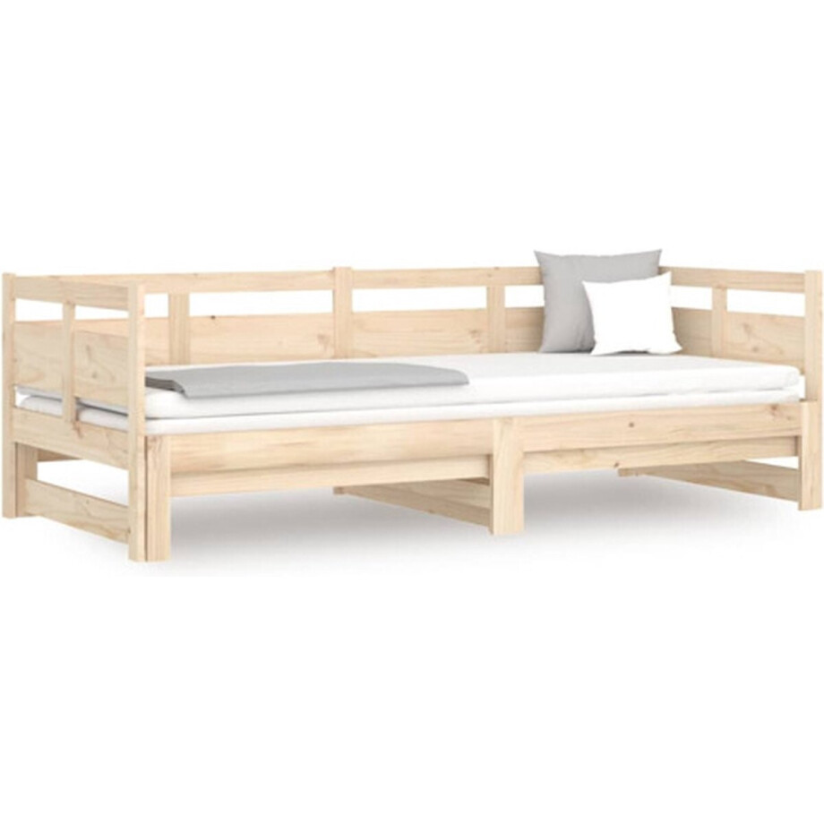 vidaXL - Slaapbank - uitschuifbaar - massief - grenenhout - 2x(80x200) - cm vidaXL - Slaapbank - uitschuifbaar - massief - grenenhout - 2x(80x200) - cm afbeelding 1