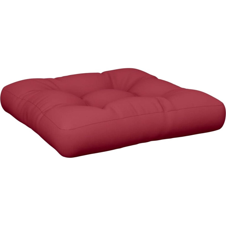 vidaXL - Palletkussen - 60x60x12 - cm - stof - wijnrood afbeelding 1