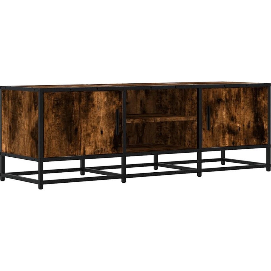 vidaXL - Tv-meubel - 120x35x41 - cm - bewerkt - hout - metaal - gerookt - eikenkleurig vidaXL - Tv-meubel - 120x35x41 - cm - bewerkt - hout - metaal - gerookt - eikenkleurig afbeelding 1