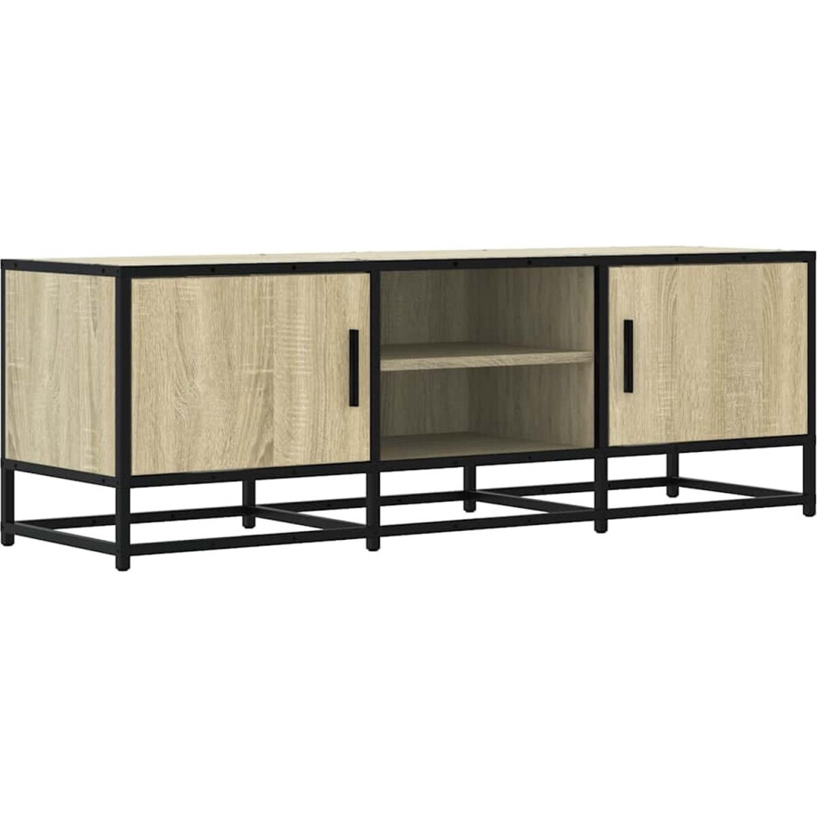 vidaXL - Tv-meubel - 120x35x41 - cm - bewerkt - hout - metaal - sonoma - eikenkleurig afbeelding 1