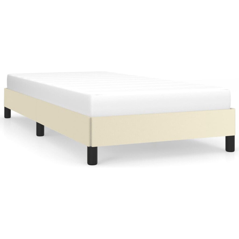 vidaXL - Bedframe - kunstleer - crèmekleurig - 100x200 - cm afbeelding 1